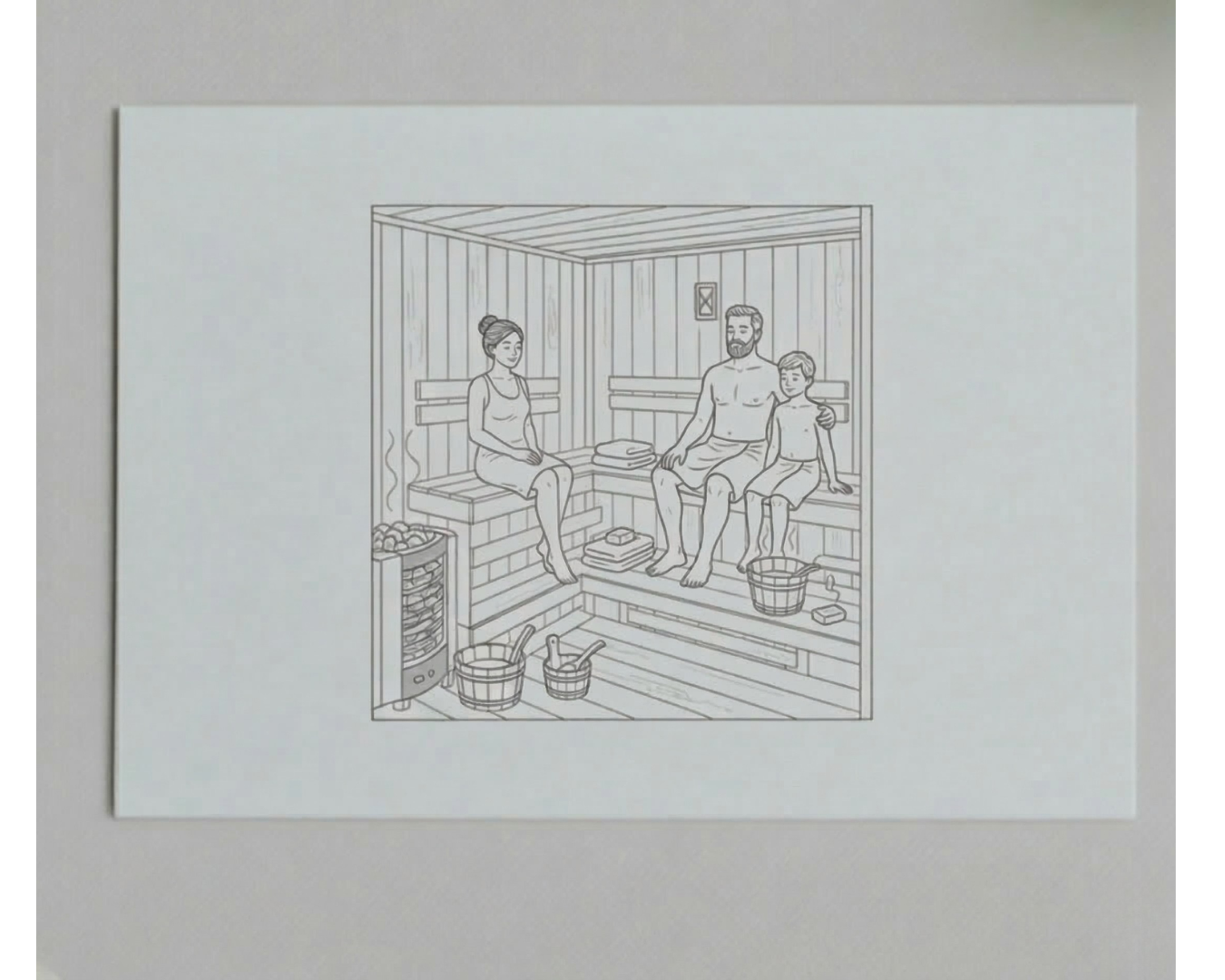 Black and white line drawing of a man on a weight bench on a white background. Monthly Membership Family: Unlimited access for the whole family, hot sauna cold plunge, relaxation lounge all included. Free access to classes, Fire & Ice Sauna, Bolingbrook, Chicago, Illinois.